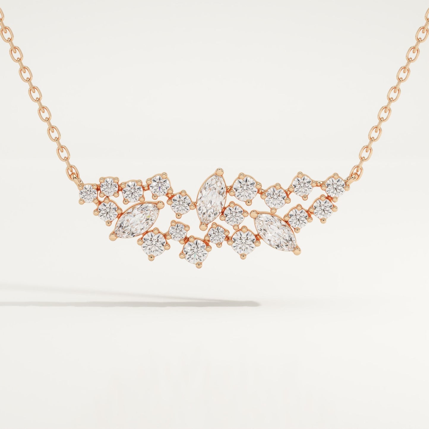 0.248 TCW Round & Marquise Lab-Grown Diamond Charm Necklace