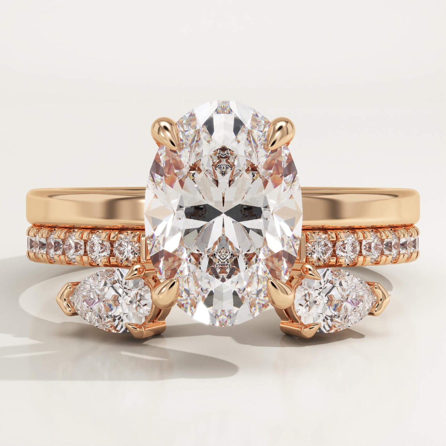 Oval Cut Cluster Lab-Grown Diamond Bridal Set