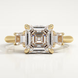 2.0 CT Asscher Cut Three Stone Lab-Grown Diamond Engagement Ring
