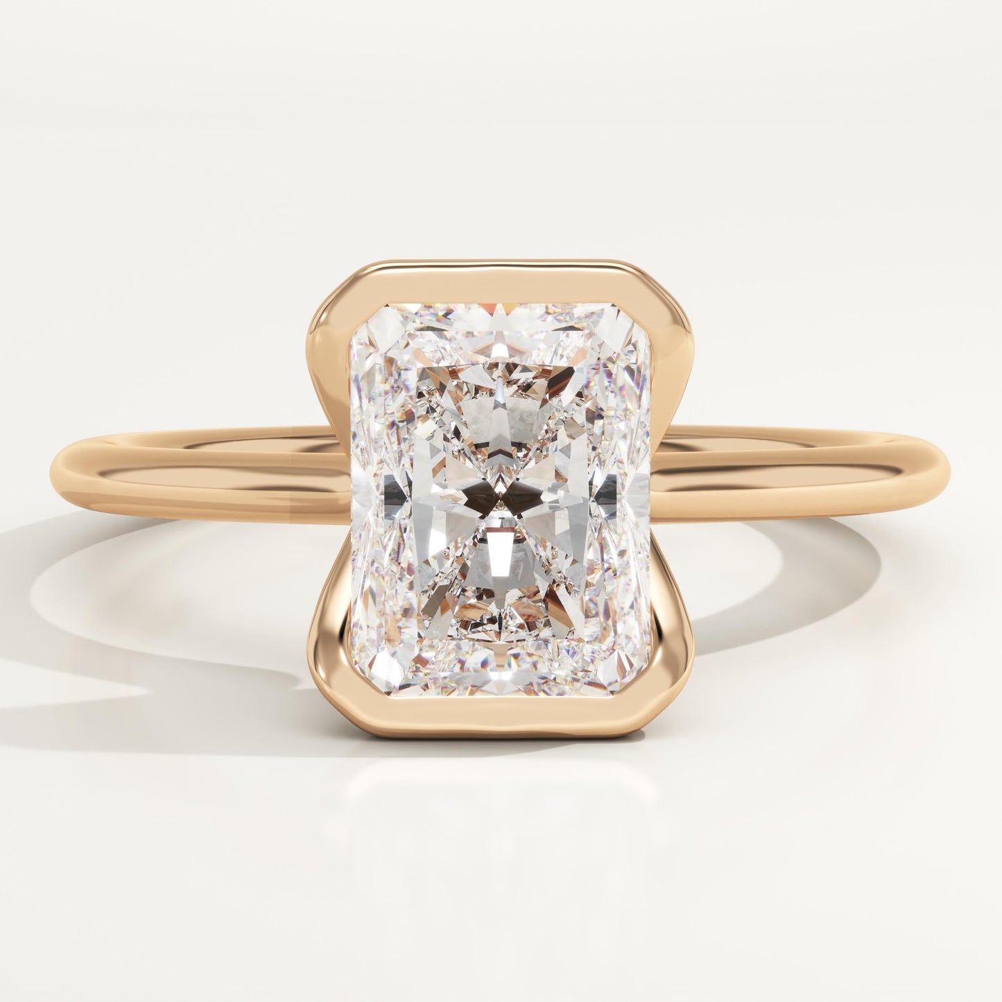 2 CT Radiant Cut Half Bezel Moissanite Engagement Ring