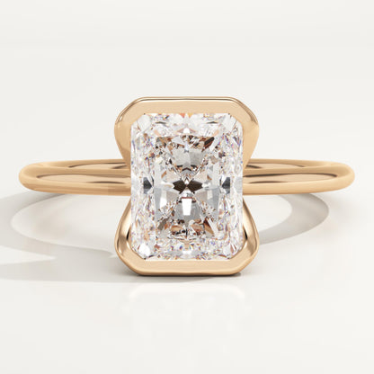 2 CT Radiant Cut Half Bezel Moissanite Engagement Ring