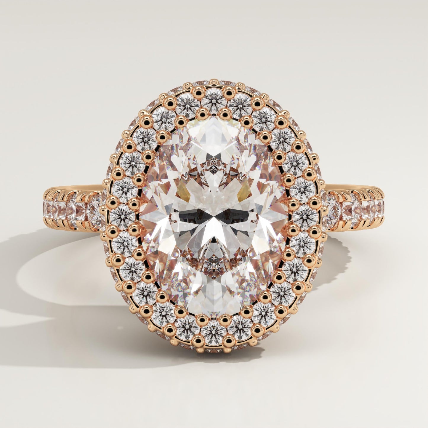 Oval Cut Halo & Pave Lab-Grown Diamond Engagement Ring