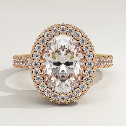 Oval Cut Halo & Pave Lab-Grown Diamond Engagement Ring