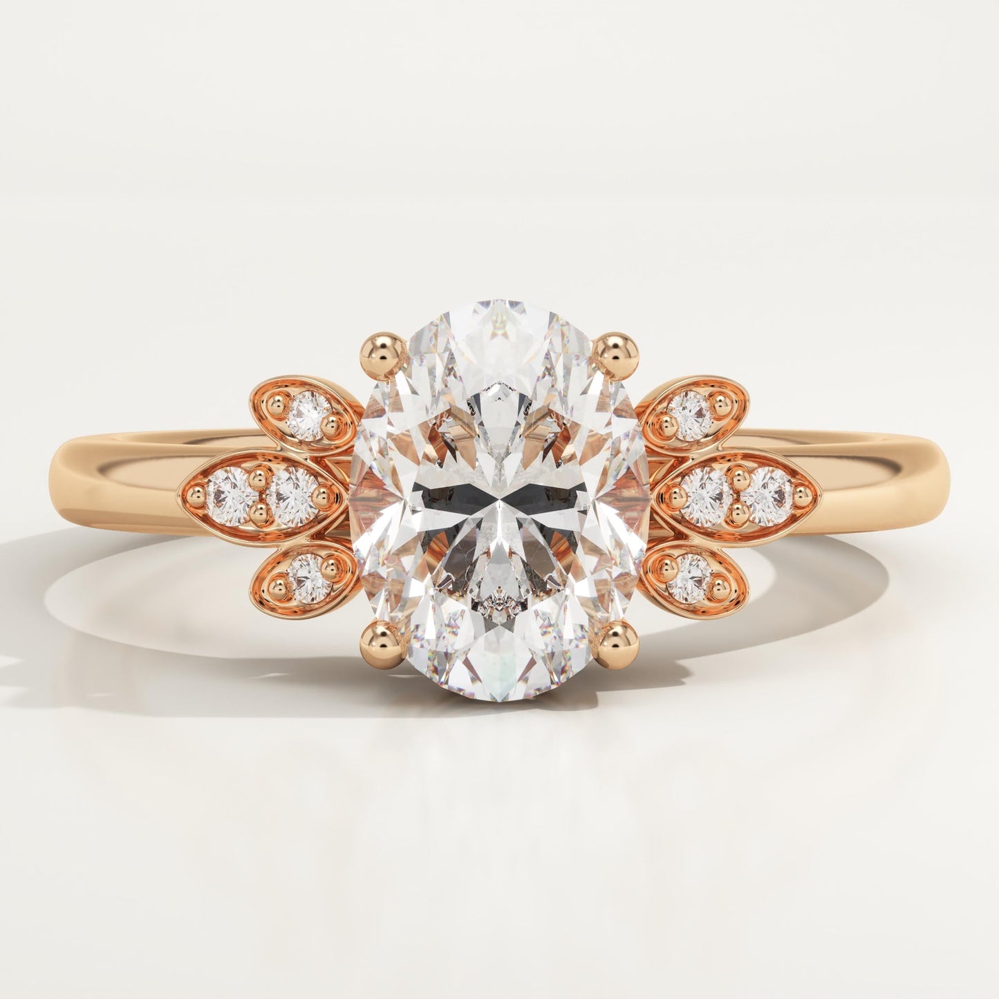 Oval Cut Cluster Lab-Grown Diamond Engagement Ring