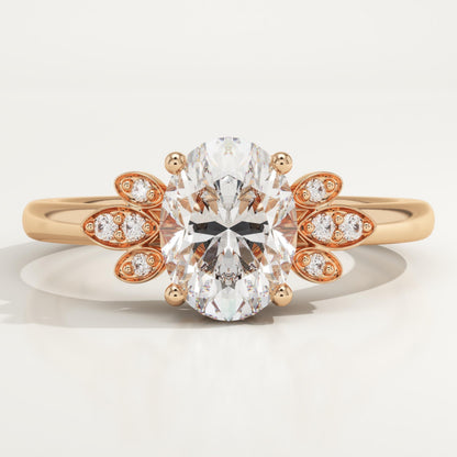 Oval Cut Cluster Lab-Grown Diamond Engagement Ring