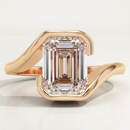 Emerald Cut Swirl Lab-Grown Diamond Engagement Ring
