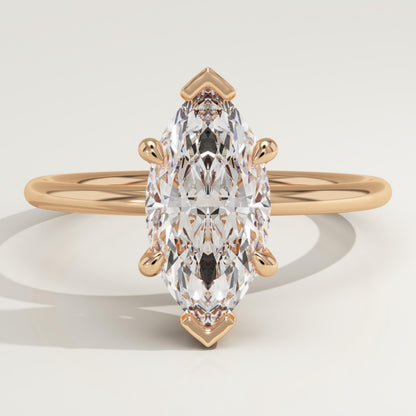 Marquise Cut Hidden Halo Lab-Grown Diamond Engagement Ring