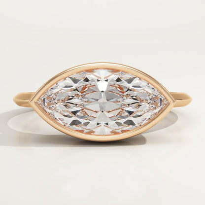 1.75 CT East West Marquise Cut Solitaire Bezel Moissanite Engagement Ring