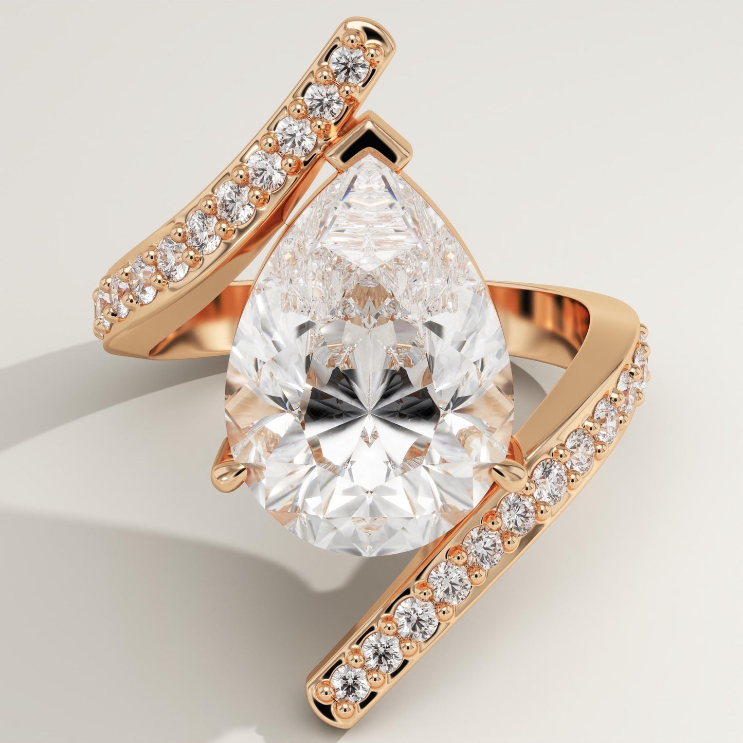 Pear Cut Twisted Pave Lab-Grown Diamond Engagement Ring