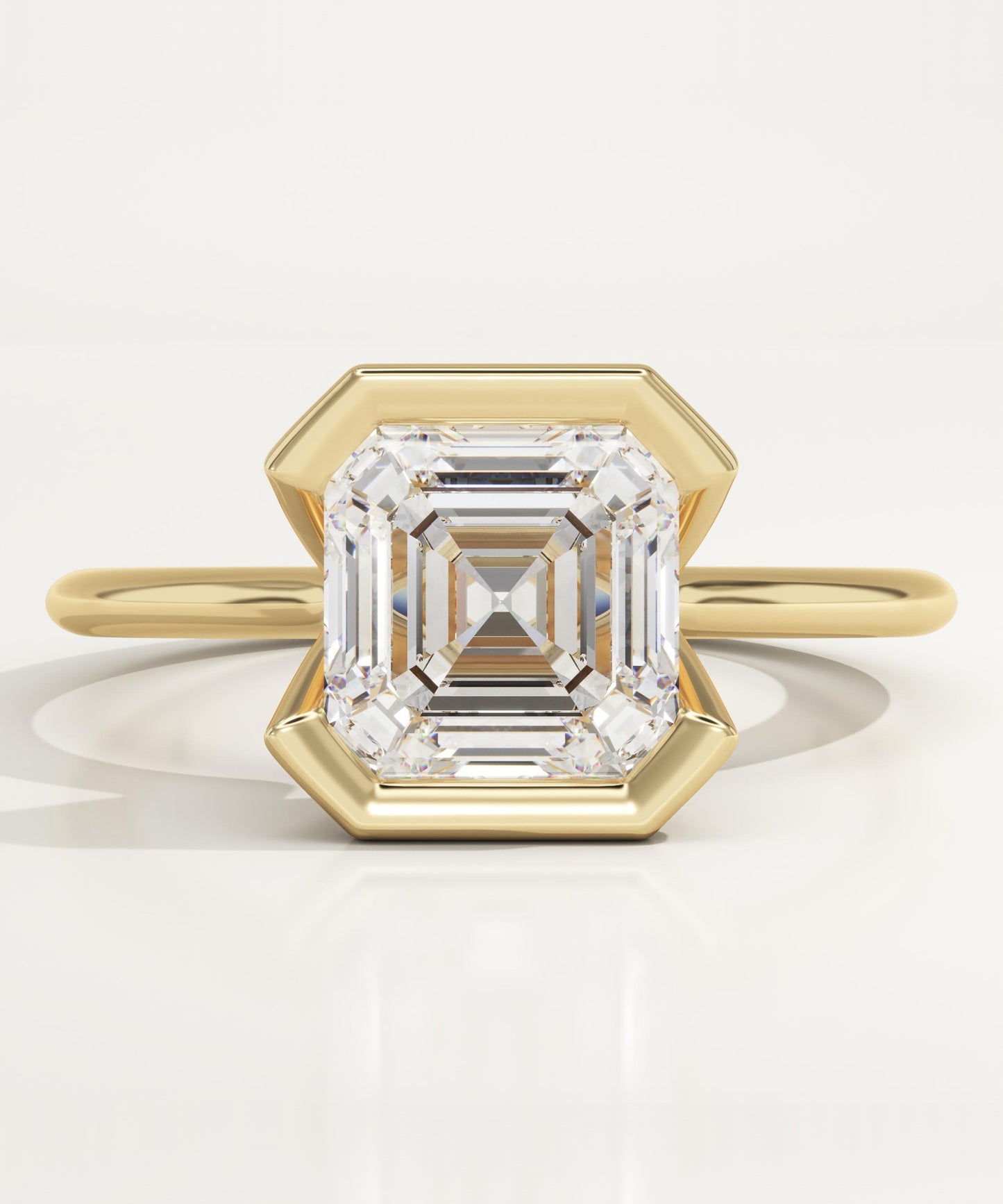 2 CT Asscher Cut Half Bezel Moissanite Engagement Ring