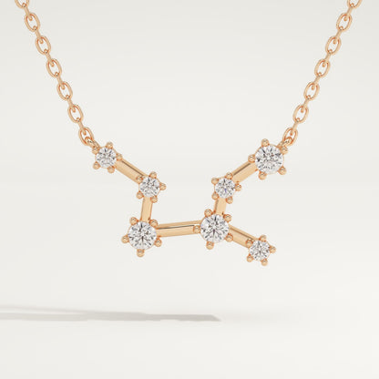 0.103 TCW Round Lab-Grown Diamond Virgo Constellation Necklace