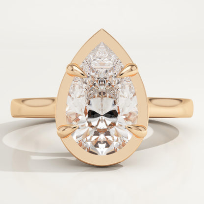 Pear Cut Solitaire Cathedral Lab-Grown Diamond Engagement Ring