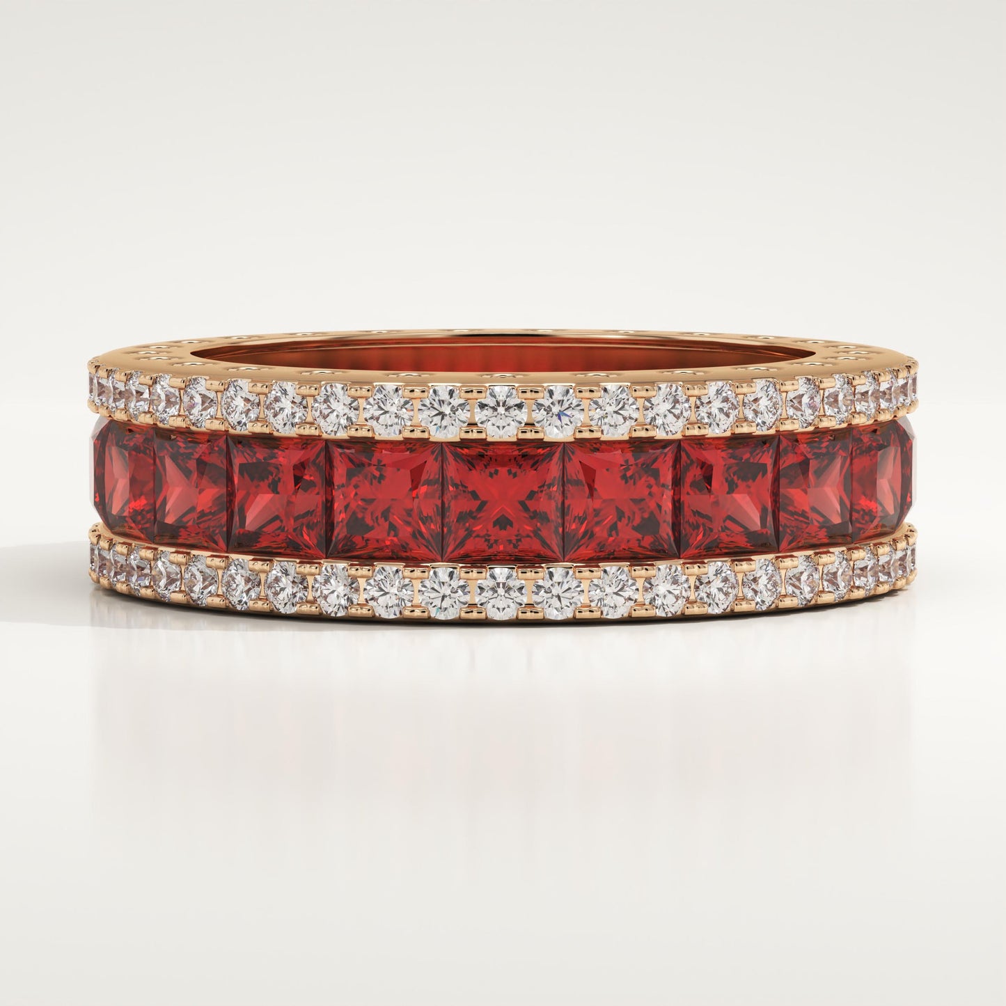 4.52 TCW Princess & Round Shaped January-Garnet Birthstone Wedding Band