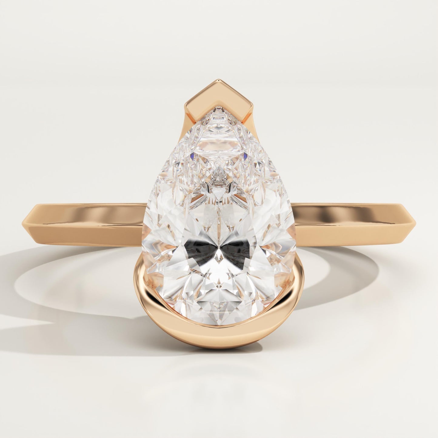 Pear Cut Half Bezel Lab-Grown Diamond Engagement Ring