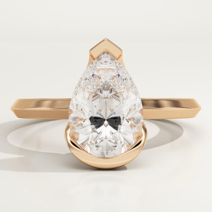 Pear Cut Half Bezel Lab-Grown Diamond Engagement Ring