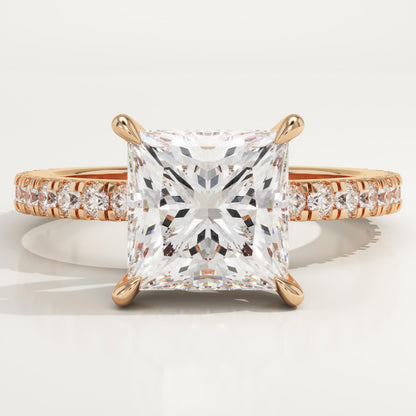 Princess Cut Hidden Halo & Pave Lab-Grown Diamond Engagement Ring