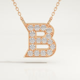 0.323 TCW Round Lab-Grown Diamond B Initial Necklace