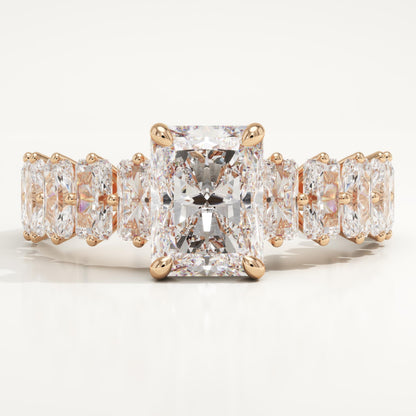 2 CT Radiant Cut Pave Moissanite Engagement Ring