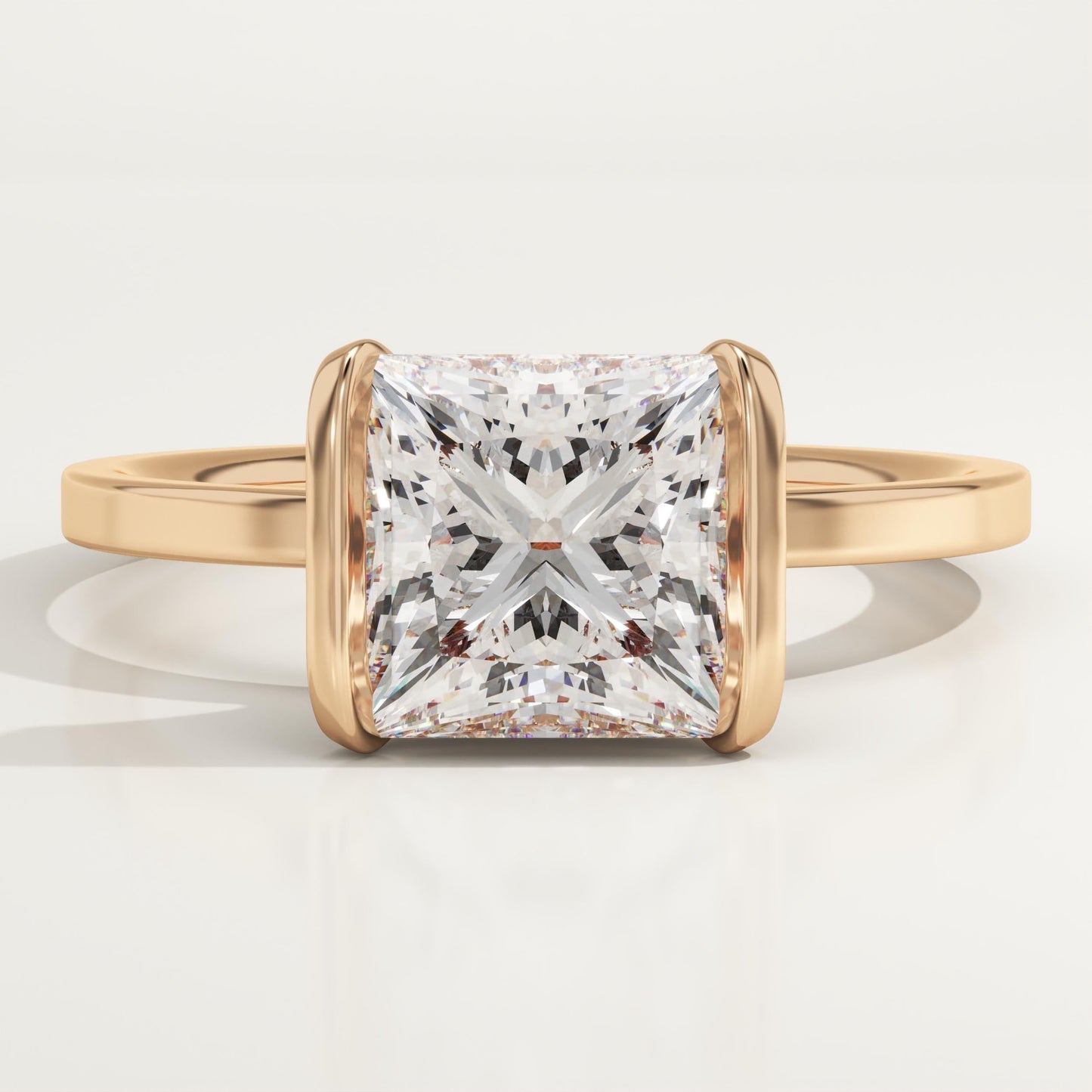 Princess Cut Half Bezel Lab-Grown Diamond Engagement Ring