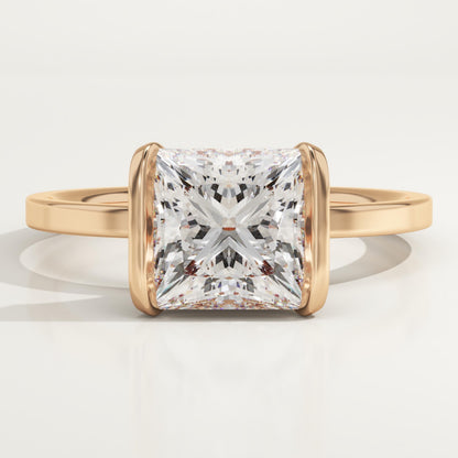 Princess Cut Half Bezel Lab-Grown Diamond Engagement Ring
