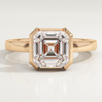 Asscher Cut Half Bezel Lab-Grown Diamond Engagement Ring