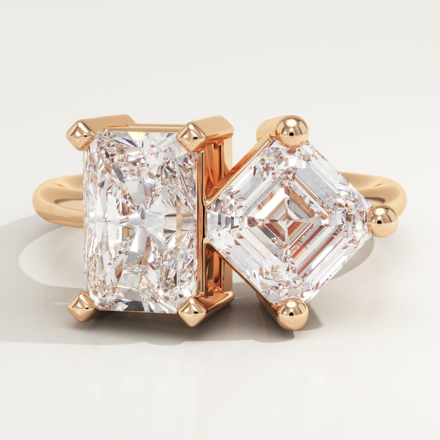 4.75 TCW Radiant & Asscher Cut Toi Et Moi Lab-Grown Diamond Engagement Ring
