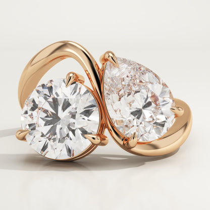 4 TCW Round & Pear Cut Toi Et Moi Lab-Grown Diamond Engagement Ring