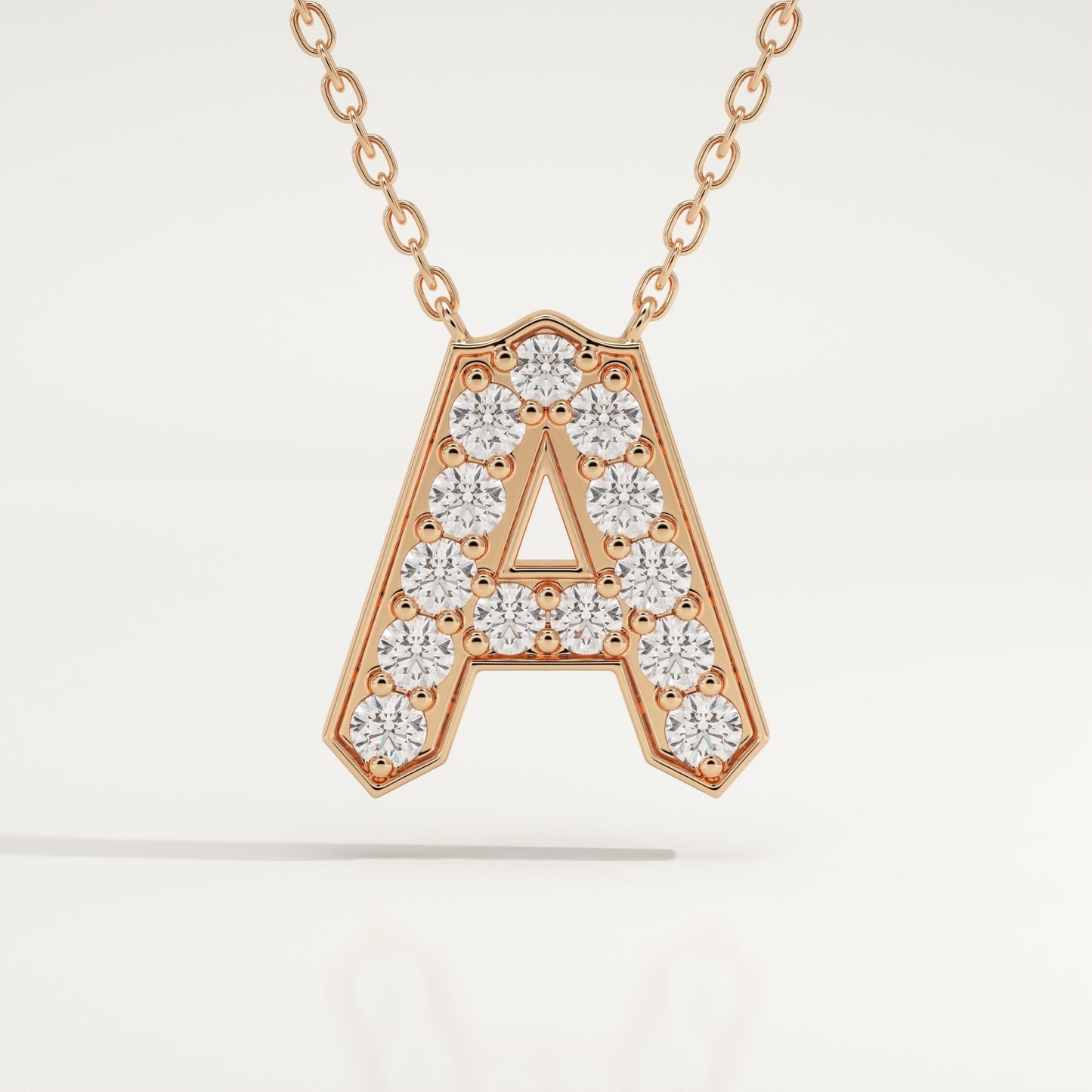 0.226 TCW Round Lab-Grown Diamond A Initial Necklace