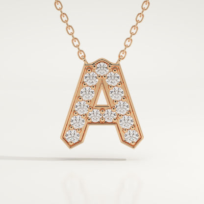 0.226 TCW Round Lab-Grown Diamond A Initial Necklace