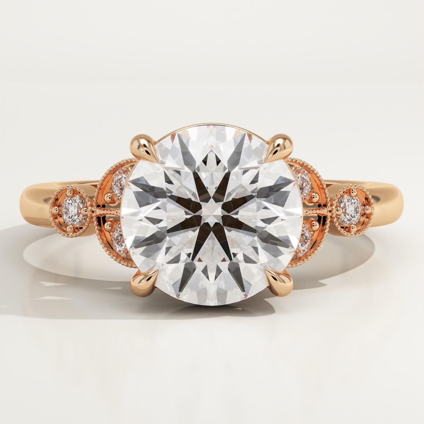 Round Cut Vintage Art Deco Lab-Grown Diamond Engagement Ring