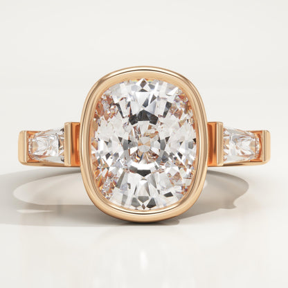 Elongated Cushion Cut Three Stone Lab-Grown Diamond Engagement Ring