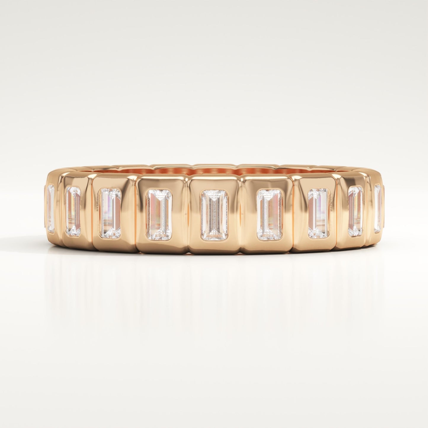 0.8 TCW Baguette Lab-Grown Diamond Full Eternity Bezel Wedding Band