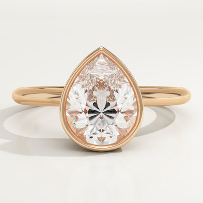 Pear Cut Bezel Lab-Grown Diamond Engagement Ring