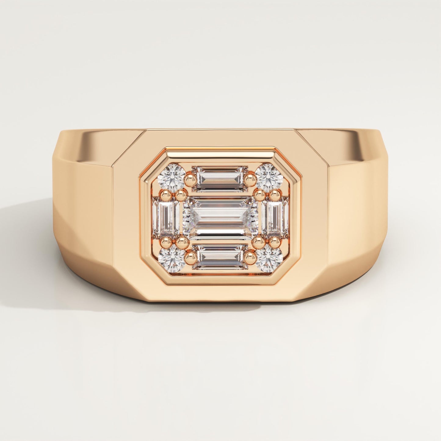 0.46 TCW Round & Baguette Lab-Grown Diamond Multi Stone Wedding Band For Men