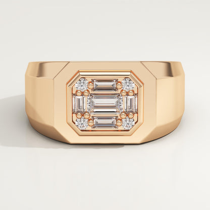 0.46 TCW Round & Baguette Lab-Grown Diamond Multi Stone Wedding Band For Men
