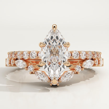 Marquise Cut Pave Lab-Grown Diamond Bridal Set