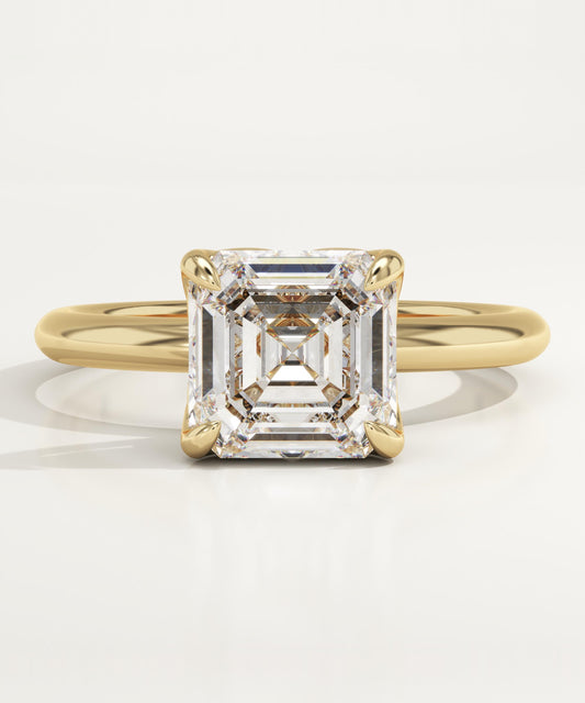 1.75 CT Asscher Cut Solitaire Moissanite Engagement Ring