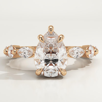 Pear Cut Pave Lab-Grown Diamond Engagement Ring