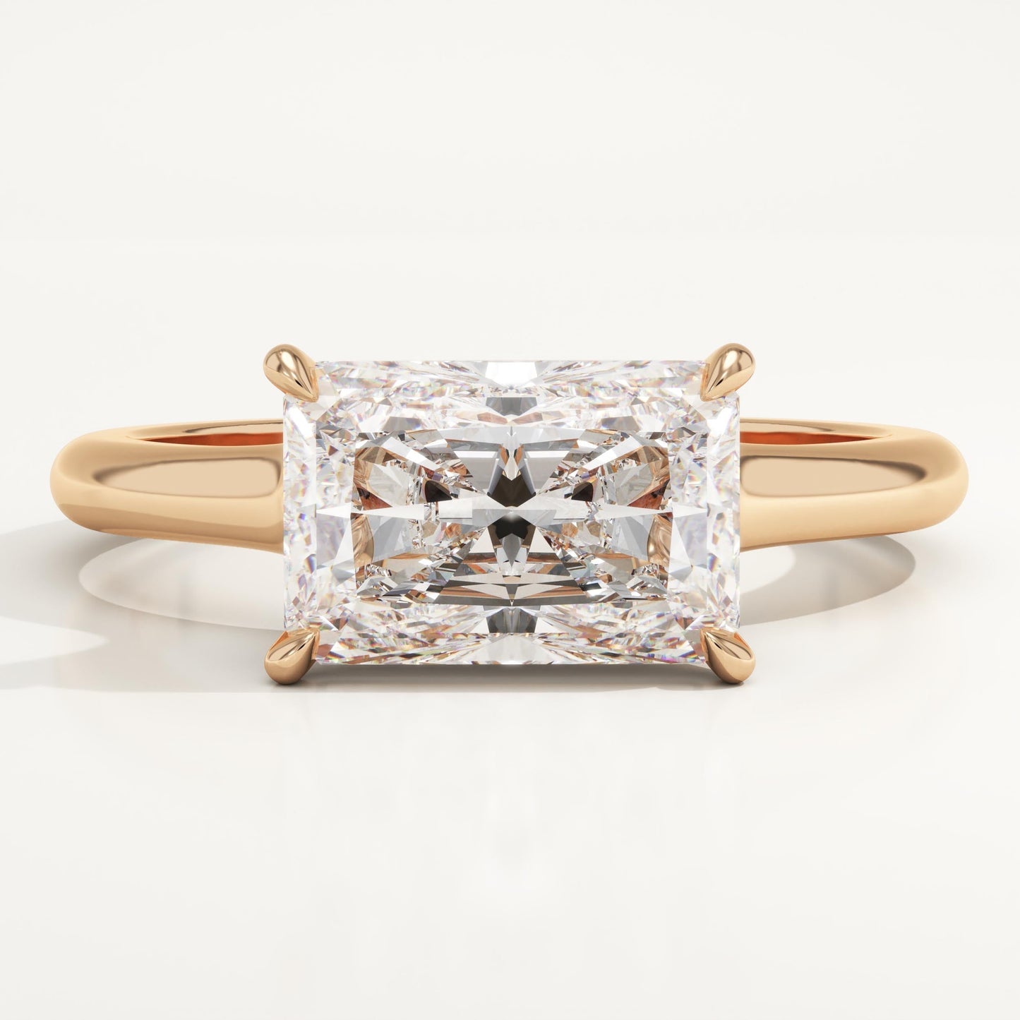 East West Radiant Cut Solitaire Lab-Grown Diamond Engagement Ring