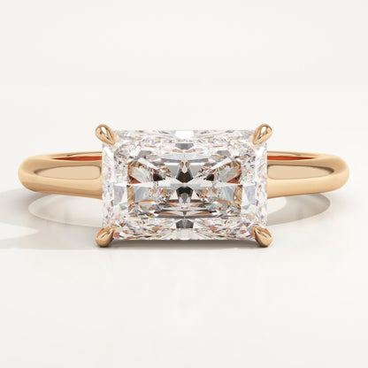 East West Radiant Cut Solitaire Lab-Grown Diamond Engagement Ring