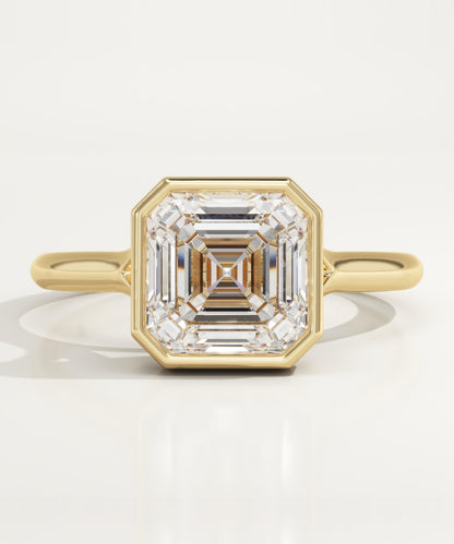 Asscher Cut Bezel Split Shank Lab-Grown Diamond Engagement Ring