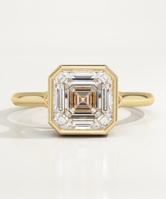Asscher Cut Bezel Split Shank Lab-Grown Diamond Engagement Ring