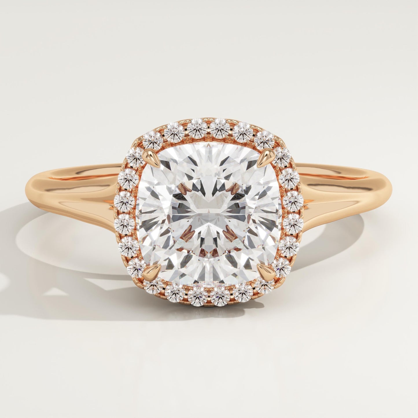 Cushion Cut Halo Split Shank Lab-Grown Diamond Engagement Ring