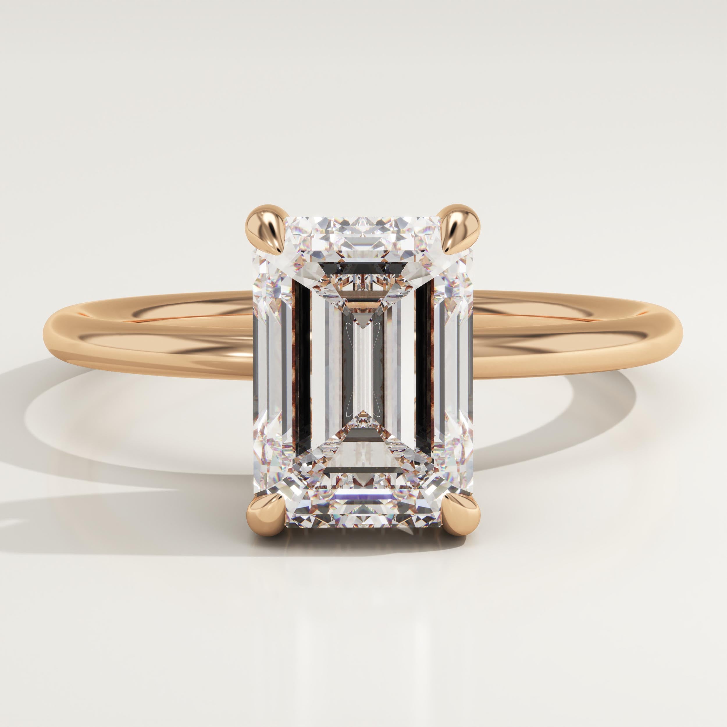2.0 CT Emerald Cut Hidden Halo Lab-Grown Diamond Engagement Ring