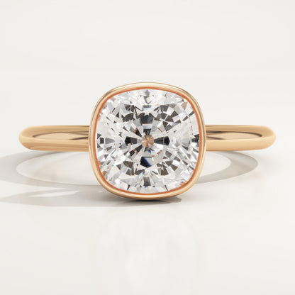 Cushion Cut Bezel Lab-Grown Diamond Engagement Ring
