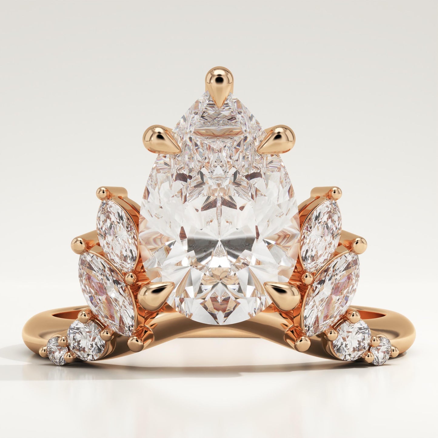 Pear Cut Cluster Lab-Grown Diamond Engagement Ring