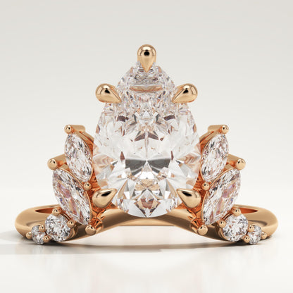 Pear Cut Cluster Lab-Grown Diamond Engagement Ring