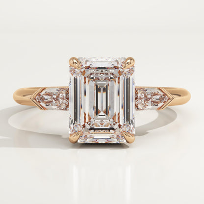 Emerald Cut Three Stone Lab-Grown Diamond Engagement Ring