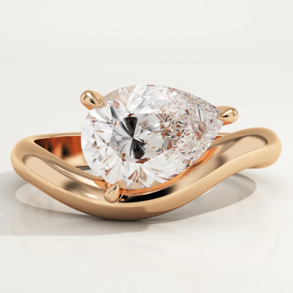 Pear Cut Curved Lab-Grown Diamond Engagement Ring