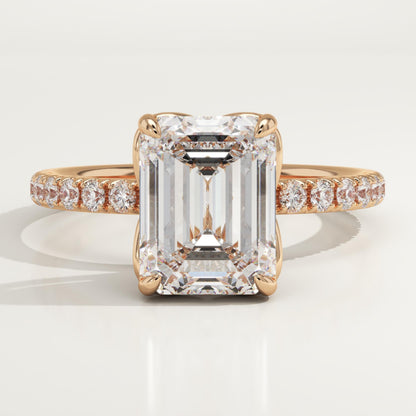 Emerald Cut Pave Lab-Grown Diamond Engagement Ring